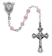 Pink Glass Youth Rosary Boxed