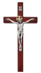 10in Cherry Stained Crucifix Boxed