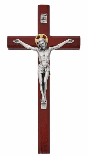 10in Cherry Stained Crucifix Boxed