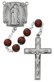 Red Wood with Florian Badge Rosary Boxed