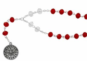 Red and Clear Holy Spirit Chaplet on Explanation Card