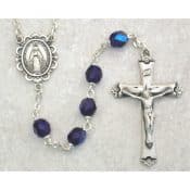 Dark Blue Glass September Rosary Boxed