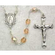 Pink Glass October Rosary Boxed