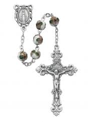 White Cloisonn? Rosary Boxed