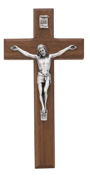 8 in. Walnut Stain Crucifix Boxed