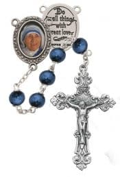 Blue Mother Teresa Rosary Boxed