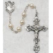 Pearl like Glass Rosary Boxed