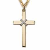 Gold over Sterling Silver Rope Cross Boxed