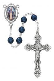 Blue Our Lady of Grace Decal Rosary Boxed