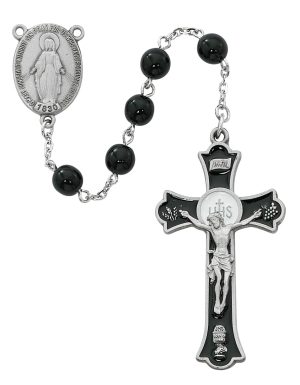 Black Holy Mass Crucifix Rosary Boxed