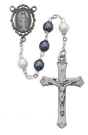 Blue and  White Pearl like  Rosary Boxed