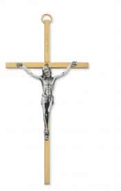 6 in. Brass Cross with Pewter Corpus Boxed