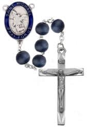 Blue Wood Epoxy St Michael Rosary Boxed
