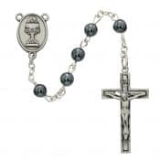 Hematite Communion Rosary Boxed