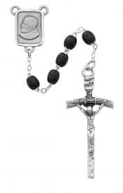 Black Wood Papal Rosary Boxed