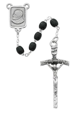 Black Wood Papal Rosary Boxed