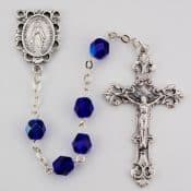 Dark Blue Glass September Rosary Boxed
