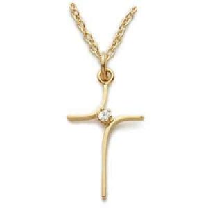 Gold over Sterling Silver Cross Boxed