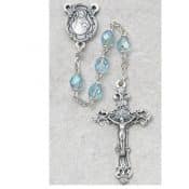 Aqua Glass March Rosary Boxed
