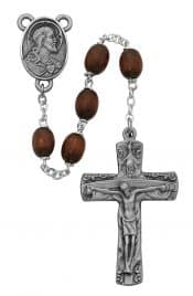 Brown Wood Trinity Rosary Boxed
