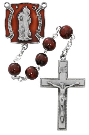 Red Wood with Red Florian Rosary Boxed