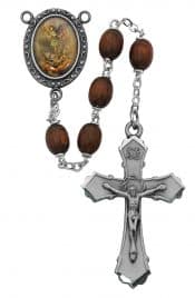 Brown St. Michael Rosary Boxed