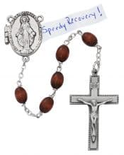 Brown Prayer Petition Locket Rosary Boxed