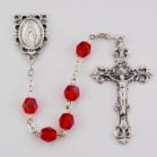Red Glass July Rosary Boxed