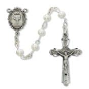 Imitation pearl Communion Rosary Boxed