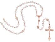 6mm Rose with Crystal Communion Rosary, Boxed