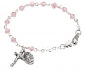 5 1/2in Pink Crystal Baby Bracelet