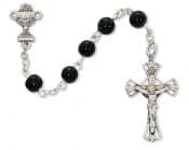 Black Glass Communion Rosary Boxed