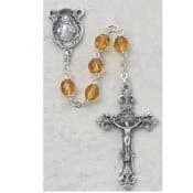 Amber Glass November Rosary Boxed