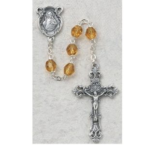 Amber Glass November Rosary Boxed