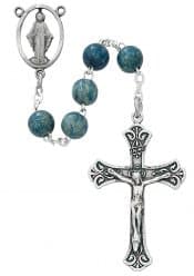 Light Blue Wood Rosary Boxed