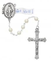 Pearl Prayer Petition Locket Rosary Boxed