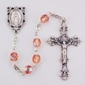 Pink Glass October Rosary Boxed