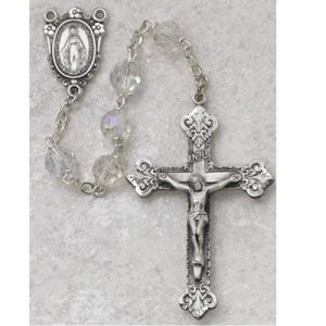 Crystal Tin Cut Rosary Boxed