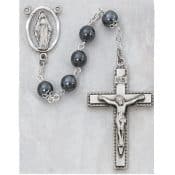 Imitation Hematite Rosary Boxed
