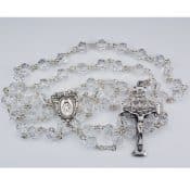 Clear Crystal Tin Cut Rosary Boxed