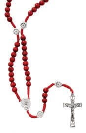 Red Wood Corded Holy Spirit Rosary Boxed