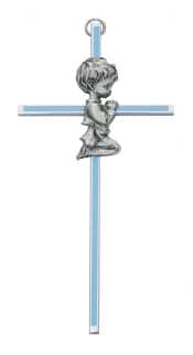 6in  Blue Boy Wall Cross Boxed