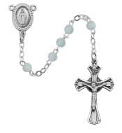 Blue Glass Youth Rosary Boxed