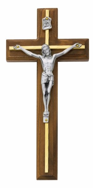 10 in. Walnut Stain Crucifix Boxed