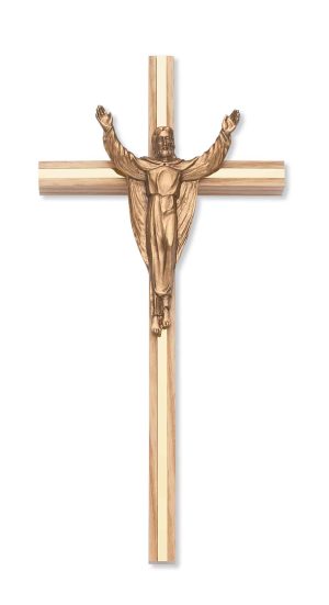 10 in. Oak Crucifix Boxed
