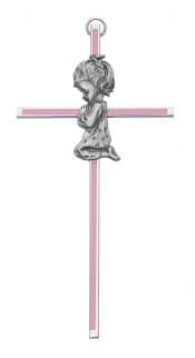 6in  Pink Girl Wall Cross Boxed