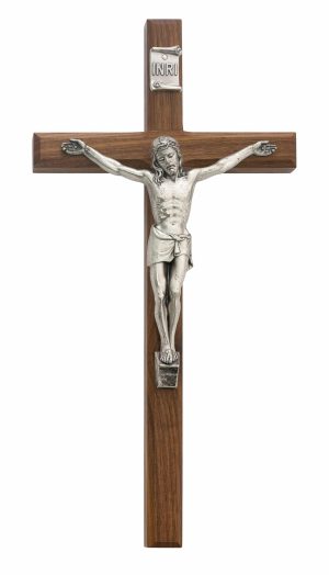 12 in. Walnut Crucifix Boxed