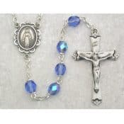 Light Blue Glass December Rosary Boxed