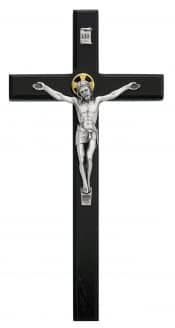 12 in. Beveled Black Wood Crucifix Boxed