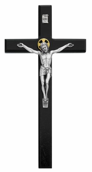 12 in. Beveled Black Wood Crucifix Boxed
